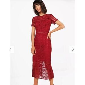 Darity Red Crochet Lace Dress Cocktail Party Formal XS